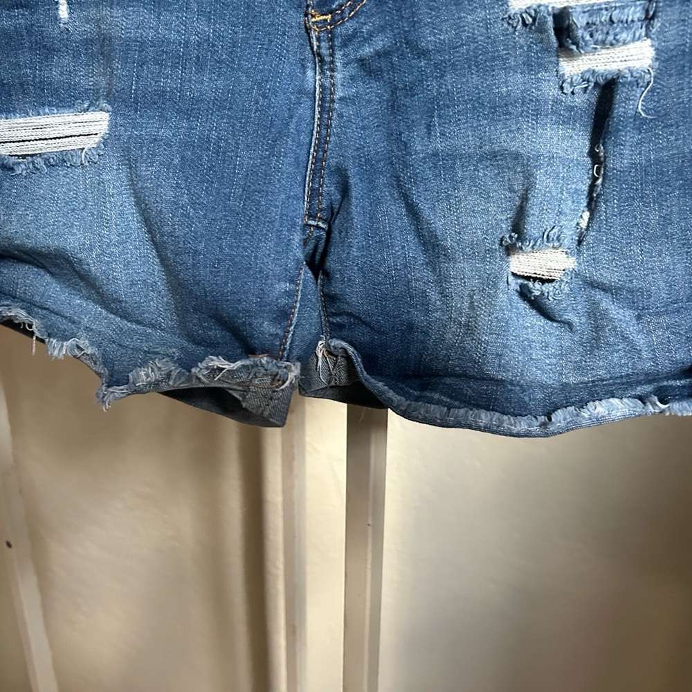 Maternity Pink blush Blue Denim Maternity Shorts - Picture 3 of 6